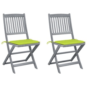 vidaXL, vidaXL Klappbare Gartenstühle 2 Stk. mit Kissen Massivholz Akazie, 