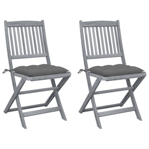 vidaXL, vidaXL Klappbare Gartenstühle 2 Stk. mit Kissen Massivholz Akazie, vidaXL Klappbare Gartenstühle 2 Stk. mit Kissen Massivholz Akazie