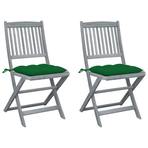 vidaXL, vidaXL Klappbare Gartenstühle 2 Stk. mit Kissen Massivholz Akazie, vidaXL Klappbare Gartenstühle 2 Stk. mit Kissen Massivholz Akazie