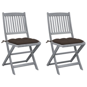 vidaXL, vidaXL Klappbare Gartenstühle 2 Stk. mit Kissen Massivholz Akazie, vidaXL Klappbare Gartenstühle 2 Stk. mit Kissen Massivholz Akazie