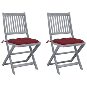 vidaXL, vidaXL Klappbare Gartenstühle 2 Stk. mit Kissen Massivholz Akazie, vidaXL Klappbare Gartenstühle 2 Stk. mit Kissen Massivholz Akazie