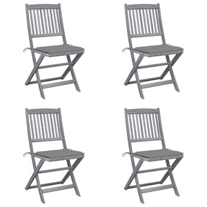 vidaXL, vidaXL Klappbare Gartenstühle 4 Stk. mit Kissen Massivholz Akazie, vidaXL Klappbare Gartenstühle 4 Stk. mit Kissen Massivholz Akazie