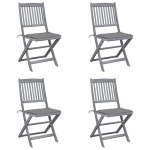 vidaXL, vidaXL Klappbare Gartenstühle 4 Stk. mit Kissen Massivholz Akazie