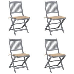 vidaXL Klappbare Gartenstühle 4 Stk. mit Kissen Massivholz Akazie