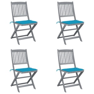 vidaXL, vidaXL Klappbare Gartenstühle 4 Stk. mit Kissen Massivholz Akazie, 