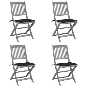 vidaXL, vidaXL Klappbare Gartenstühle 4 Stk. mit Kissen Massivholz Akazie
