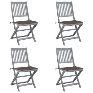 vidaXL, vidaXL Klappbare Gartenstühle 4 Stk. mit Kissen Massivholz Akazie, vidaXL Klappbare Gartenstühle 4 Stk. mit Kissen Massivholz Akazie