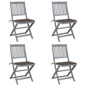 vidaXL, vidaXL Klappbare Gartenstühle 4 Stk. mit Kissen Massivholz Akazie