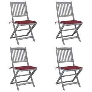 vidaXL, vidaXL Klappbare Gartenstühle 4 Stk. mit Kissen Massivholz Akazie, vidaXL Klappbare Gartenstühle 4 Stk. mit Kissen Massivholz Akazie