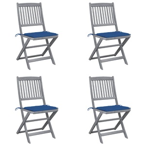 vidaXL, vidaXL Klappbare Gartenstühle 4 Stk. mit Kissen Massivholz Akazie, vidaXL Klappbare Gartenstühle 4 Stk. mit Kissen Massivholz Akazie