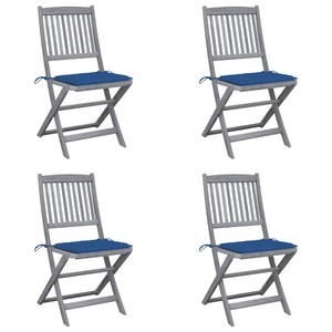 vidaXL, vidaXL Klappbare Gartenstühle 4 Stk. mit Kissen Massivholz Akazie