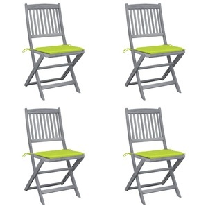 vidaXL, vidaXL Klappbare Gartenstühle 4 Stk. mit Kissen Massivholz Akazie