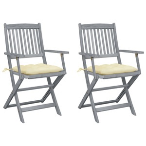 vidaXL, vidaXL Klappbare Gartenstühle 2 Stk. mit Kissen Massivholz Akazie