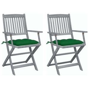 vidaXL, vidaXL Klappbare Gartenstühle 2 Stk. mit Kissen Massivholz Akazie, vidaXL Klappbare Gartenstühle 2 Stk. mit Kissen Massivholz Akazie