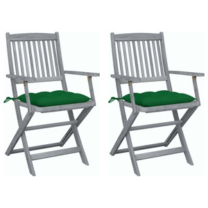 vidaXL, vidaXL Klappbare Gartenstühle 2 Stk. mit Kissen Massivholz Akazie