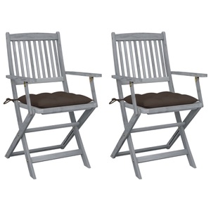 vidaXL, vidaXL Klappbare Gartenstühle 2 Stk. mit Kissen Massivholz Akazie, vidaXL Klappbare Gartenstühle 2 Stk. mit Kissen Massivholz Akazie