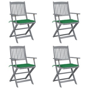 vidaXL, vidaXL Klappbare Gartenstühle 4 Stk. mit Sitzkissen Massivholz Akazie, 