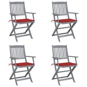 vidaXL, vidaXL Klappbare Gartenstühle 4 Stk. mit Sitzkissen Massivholz Akazie
