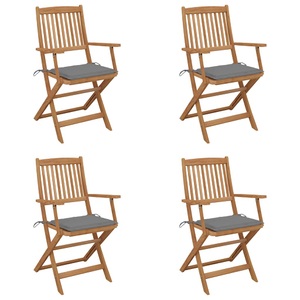 vidaXL, vidaXL Klappbare Gartenstühle 4 Stk. mit Kissen Massivholz Akazie