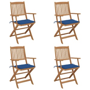 vidaXL, vidaXL Klappbare Gartenstühle 4 Stk. mit Kissen Massivholz Akazie, vidaXL Klappbare Gartenstühle 4 Stk. mit Kissen Massivholz Akazie