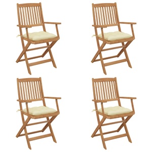 vidaXL, vidaXL Klappbare Gartenstühle 4 Stk. mit Kissen Massivholz Akazie, vidaXL Klappbare Gartenstühle 4 Stk. mit Kissen Massivholz Akazie