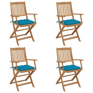 vidaXL, vidaXL Klappbare Gartenstühle 4 Stk. mit Kissen Massivholz Akazie