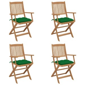 vidaXL, vidaXL Klappbare Gartenstühle 4 Stk. mit Kissen Massivholz Akazie