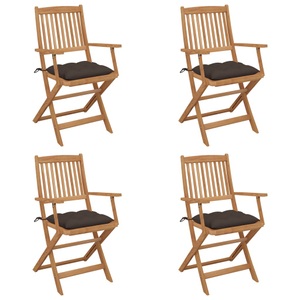 vidaXL, vidaXL Klappbare Gartenstühle 4 Stk. mit Kissen Massivholz Akazie, vidaXL Klappbare Gartenstühle 4 Stk. mit Kissen Massivholz Akazie