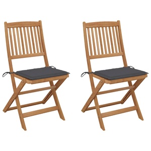 vidaXL, vidaXL Klappbare Gartenstühle 2 Stk. mit Kissen Massivholz Akazie