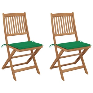vidaXL, vidaXL Klappbare Gartenstühle 2 Stk. mit Kissen Massivholz Akazie