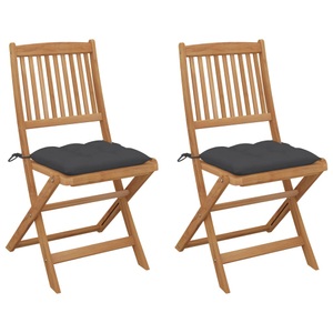 vidaXL, vidaXL Klappbare Gartenstühle 2 Stk. mit Kissen Massivholz Akazie