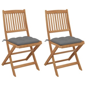vidaXL, vidaXL Klappbare Gartenstühle 2 Stk. mit Kissen Massivholz Akazie