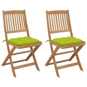 vidaXL, vidaXL Klappbare Gartenstühle 2 Stk. mit Kissen Massivholz Akazie, 