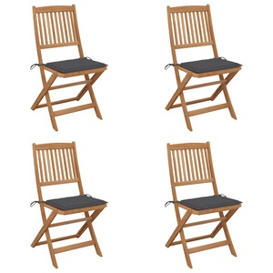 vidaXL, vidaXL Klappbare Gartenstühle 4 Stk. mit Kissen Massivholz Akazie
