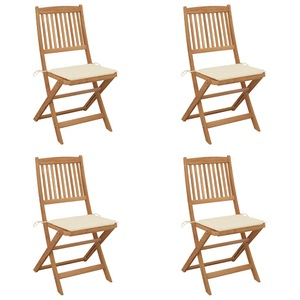 vidaXL, vidaXL Klappbare Gartenstühle 4 Stk. mit Kissen Massivholz Akazie, vidaXL Klappbare Gartenstühle 4 Stk. mit Kissen Massivholz Akazie