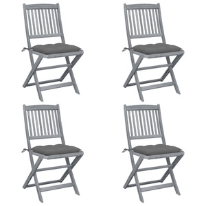 vidaXL, vidaXL Klappbare Gartenstühle 4 Stk. mit Kissen Massivholz Akazie, vidaXL Klappbare Gartenstühle 4 Stk. mit Kissen Massivholz Akazie