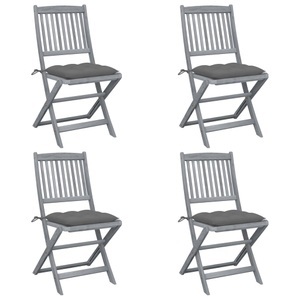 vidaXL, vidaXL Klappbare Gartenstühle 4 Stk. mit Kissen Massivholz Akazie