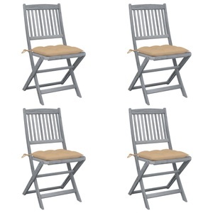 vidaXL, vidaXL Klappbare Gartenstühle 4 Stk. mit Kissen Massivholz Akazie