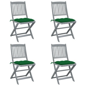 vidaXL, vidaXL Klappbare Gartenstühle 4 Stk. mit Kissen Massivholz Akazie, vidaXL Klappbare Gartenstühle 4 Stk. mit Kissen Massivholz Akazie