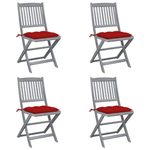 vidaXL, vidaXL Klappbare Gartenstühle 4 Stk. mit Kissen Massivholz Akazie, vidaXL Klappbare Gartenstühle 4 Stk. mit Kissen Massivholz Akazie