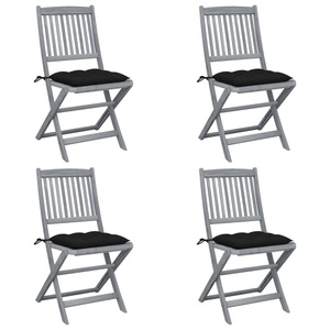 vidaXL, vidaXL Klappbare Gartenstühle 4 Stk. mit Kissen Massivholz Akazie, vidaXL Klappbare Gartenstühle 4 Stk. mit Kissen Massivholz Akazie