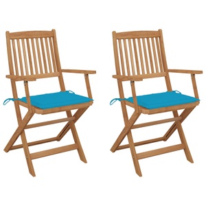 vidaXL, vidaXL Klappbare Gartenstühle 2 Stk. mit Kissen Massivholz Akazie, 