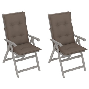 vidaXL, vidaXL Verstellbare Gartenstühle 2 Stk. mit Auflagen Massivholz Akazie, 
