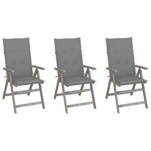 vidaXL Verstellbare Gartenstühle 3 Stk. mit Auflagen Massivholz Akazie