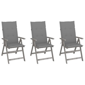 vidaXL, vidaXL Verstellbare Gartenstühle 3 Stk. mit Auflagen Massivholz Akazie