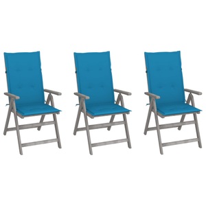 vidaXL, vidaXL Verstellbare Gartenstühle 3 Stk. mit Auflagen Massivholz Akazie, 