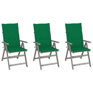vidaXL, vidaXL Verstellbare Gartenstühle 3 Stk. mit Auflagen Massivholz Akazie, 
