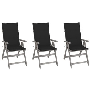 vidaXL, vidaXL Verstellbare Gartenstühle 3 Stk. mit Auflagen Massivholz Akazie