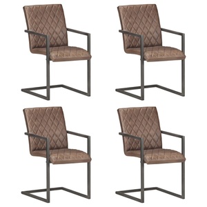 vidaXL, vidaXL Freischwinger 4 Stk. Braun Echtleder, vidaXL Freischwinger 4 Stk. Braun Echtleder