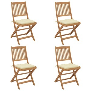 vidaXL, vidaXL Klappbare Gartenstühle 4 Stk. mit Kissen Massivholz Akazie, vidaXL Klappbare Gartenstühle 4 Stk. mit Kissen Massivholz Akazie